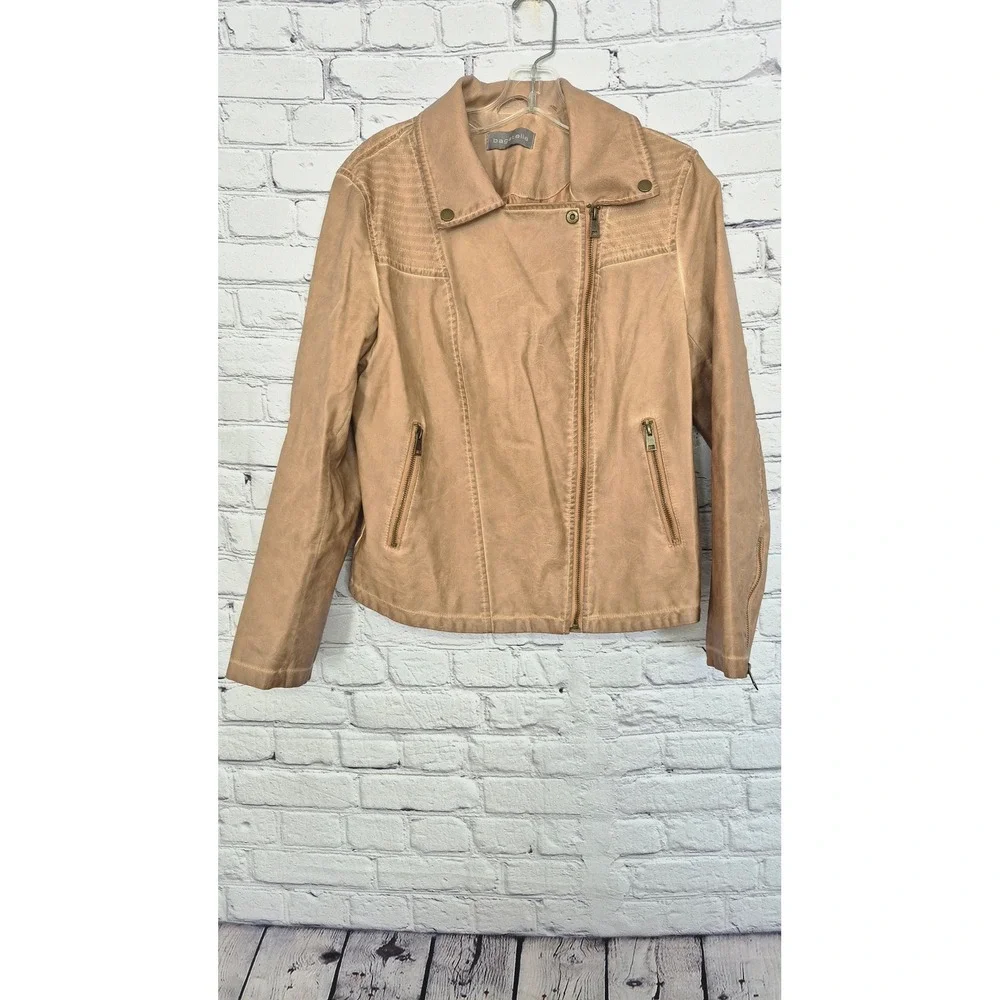 Bagatelle Tan Faux Leather Moto Jacket Western Biker XS‎